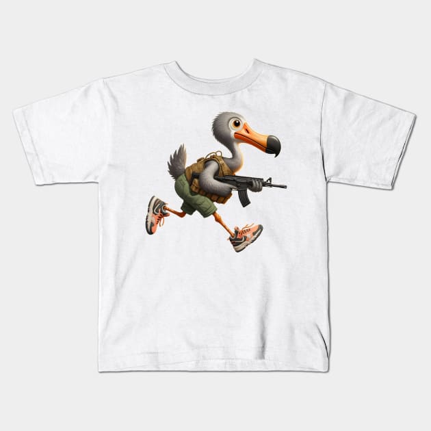 Tactical Dodo Bird Kids T-Shirt by Rawlifegraphic